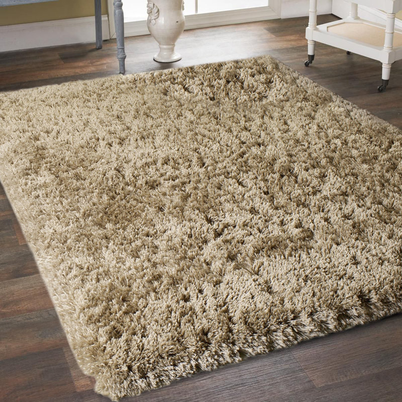 Ivy Bronx Seaham Soft Thick Plush Cozy Handmade Shag Beige Area Rug